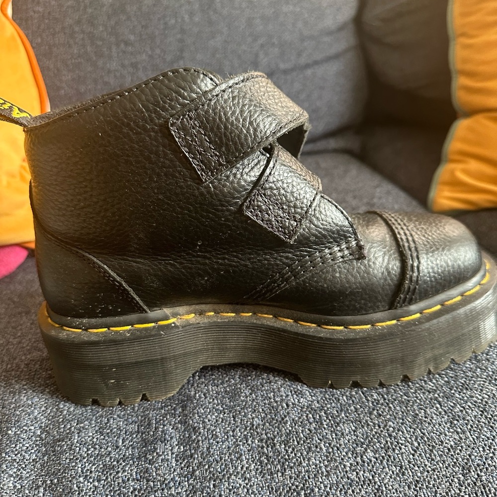 Black Platform Doc Martins with Flower Buckles - Picture 4 of 5